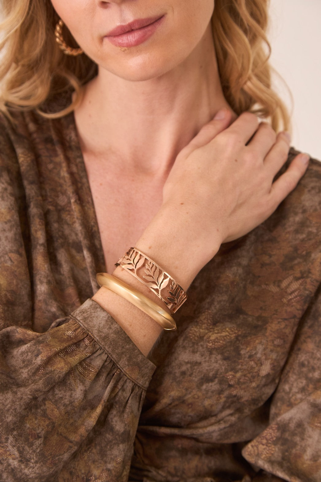 BRAZALETE DE HOJAS - GOLDEN ROSÉ