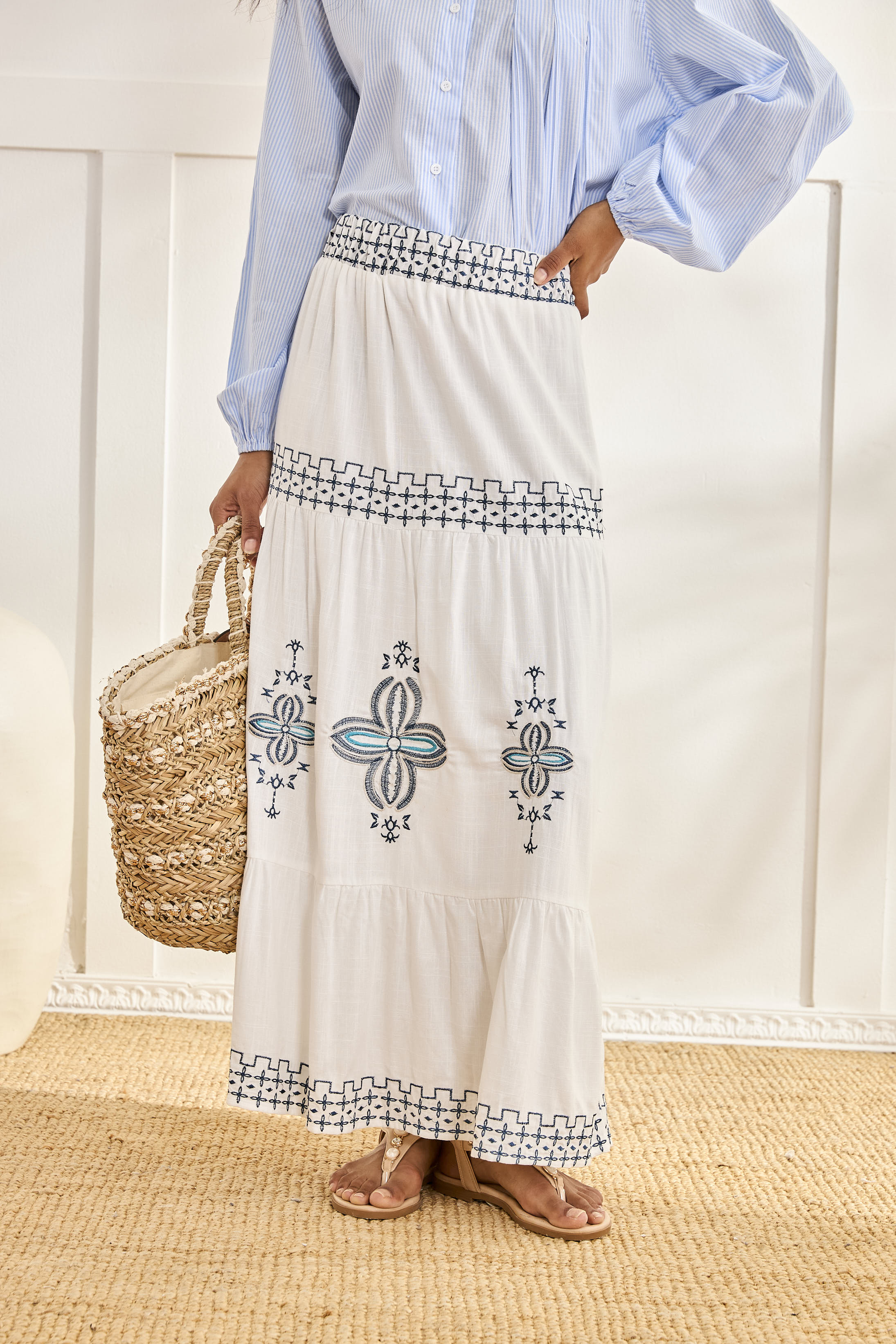 Long ethnic embroidered skirt - off-white – NKNnekane