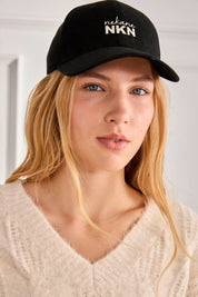 EMBROIDERED LOGO CAP - BLACK