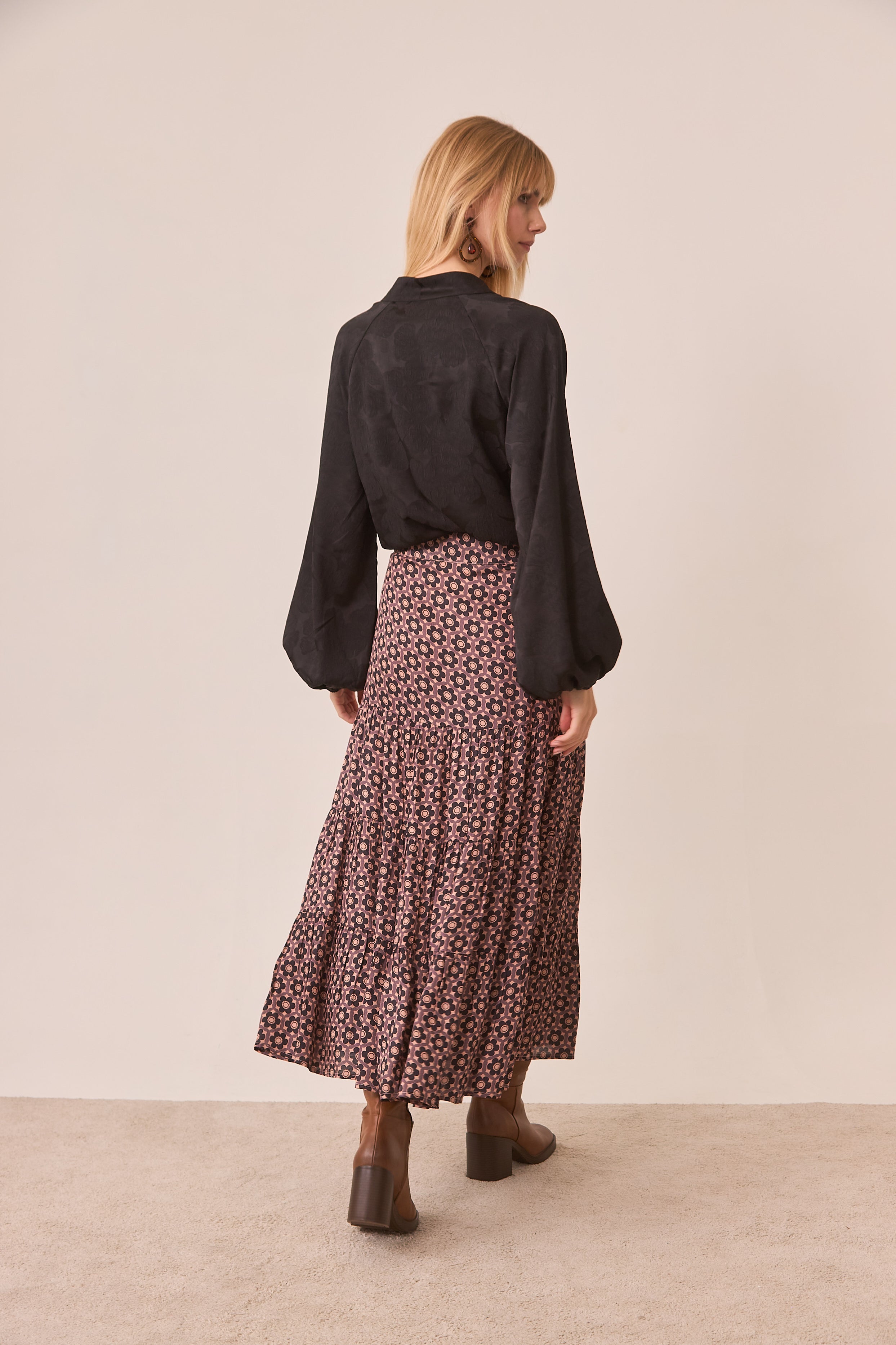 MAO BLOUSE WITH TIES - BLACK