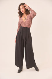 PANTALÓN PALAZZO PINZAS - BLACK