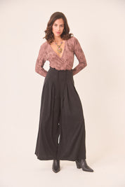 PANTALÓN PALAZZO PINZAS - BLACK