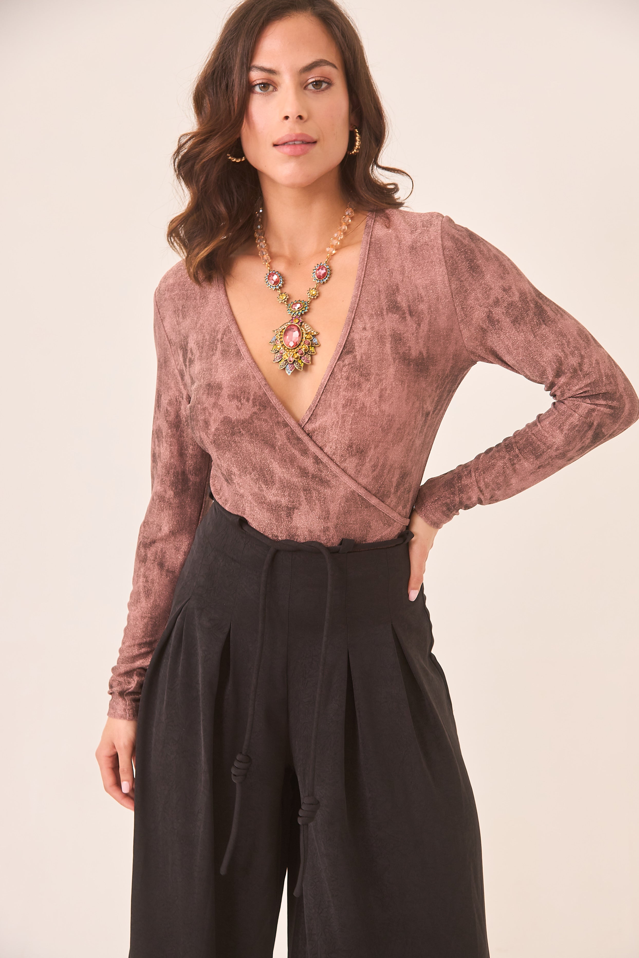 PANTALÓN PALAZZO PINZAS - BLACK