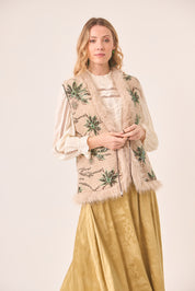 FANTASY SHEEPSKIN VEST - IVORY