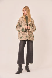 Short Fancy Sheepskin Coat - Ivory