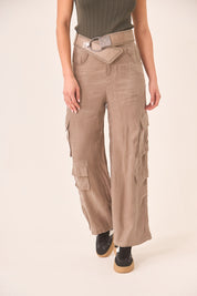 PANTALÓN ANCHO CARGO - CAMEL