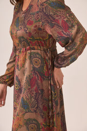 VESTIDO FLORES MULTICOLOR - CHOCOLATE