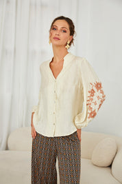 BLUSA FLORES BORDADAS - IVORY