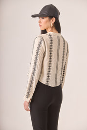 MAO BLOUSE WITH EMBROIDERED BORDERS - IVORY