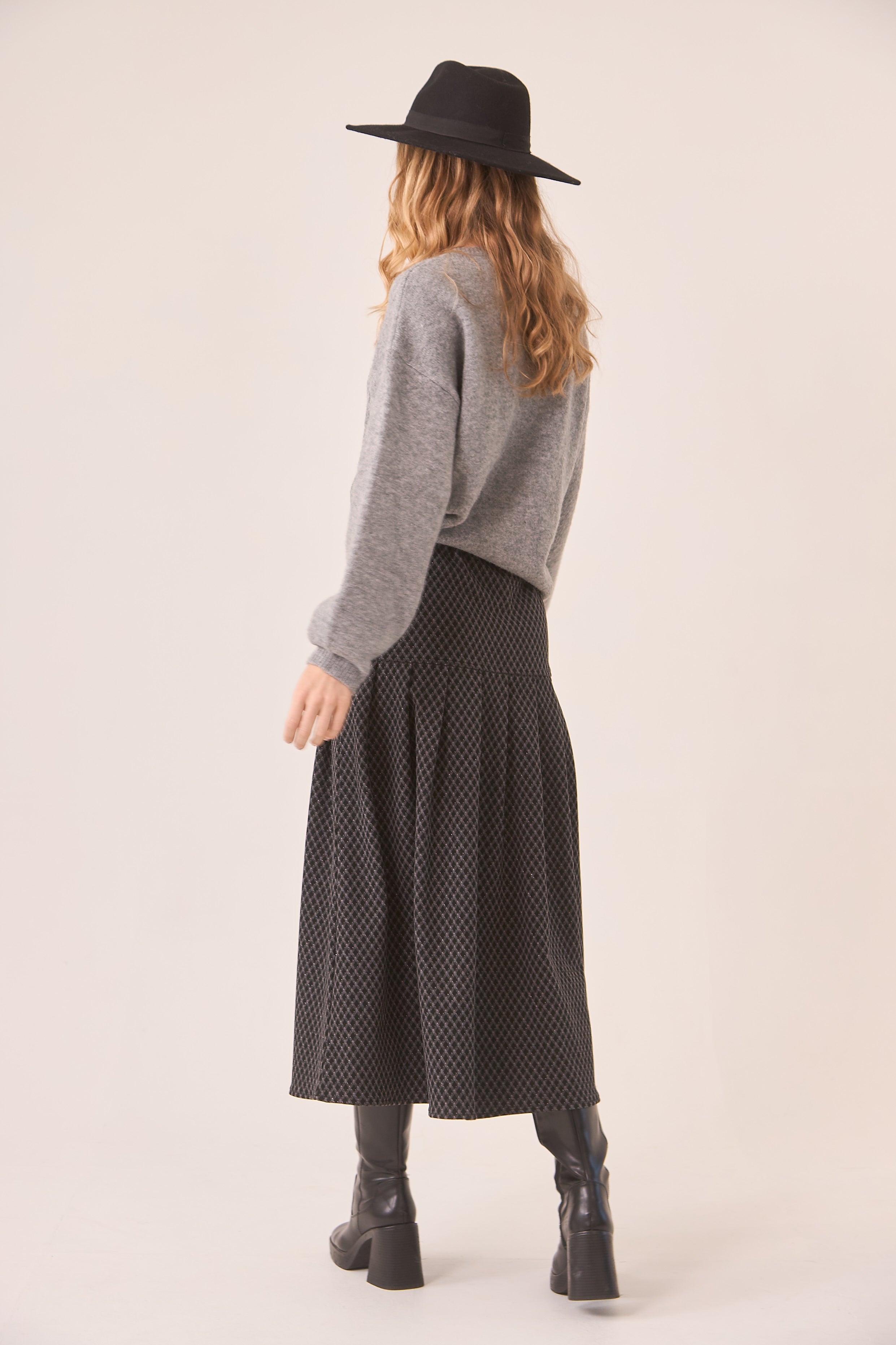 FALDA JACQUARD PLISADA - BLACK