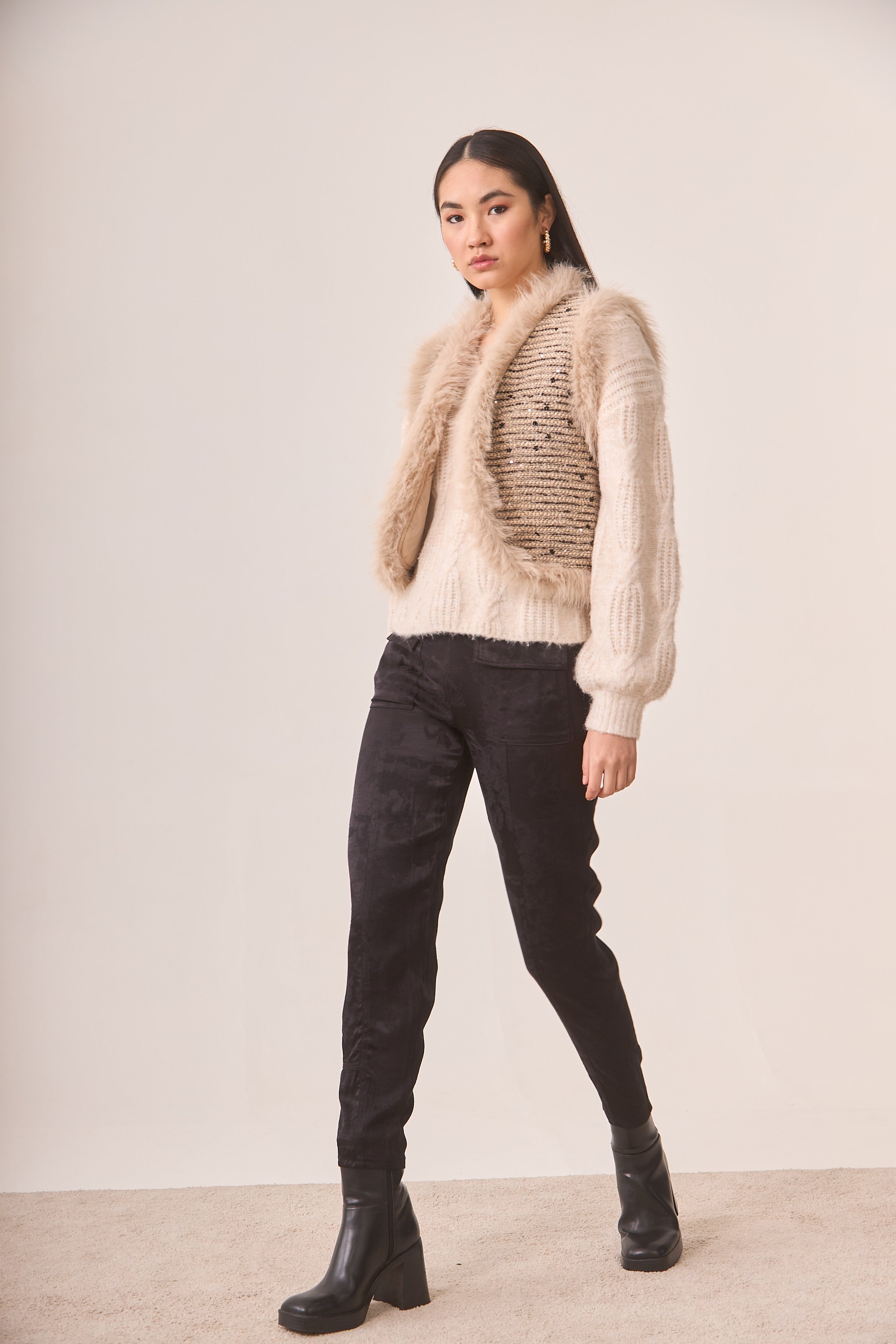 PANTALÓN CARGO JACQUARD - BLACK