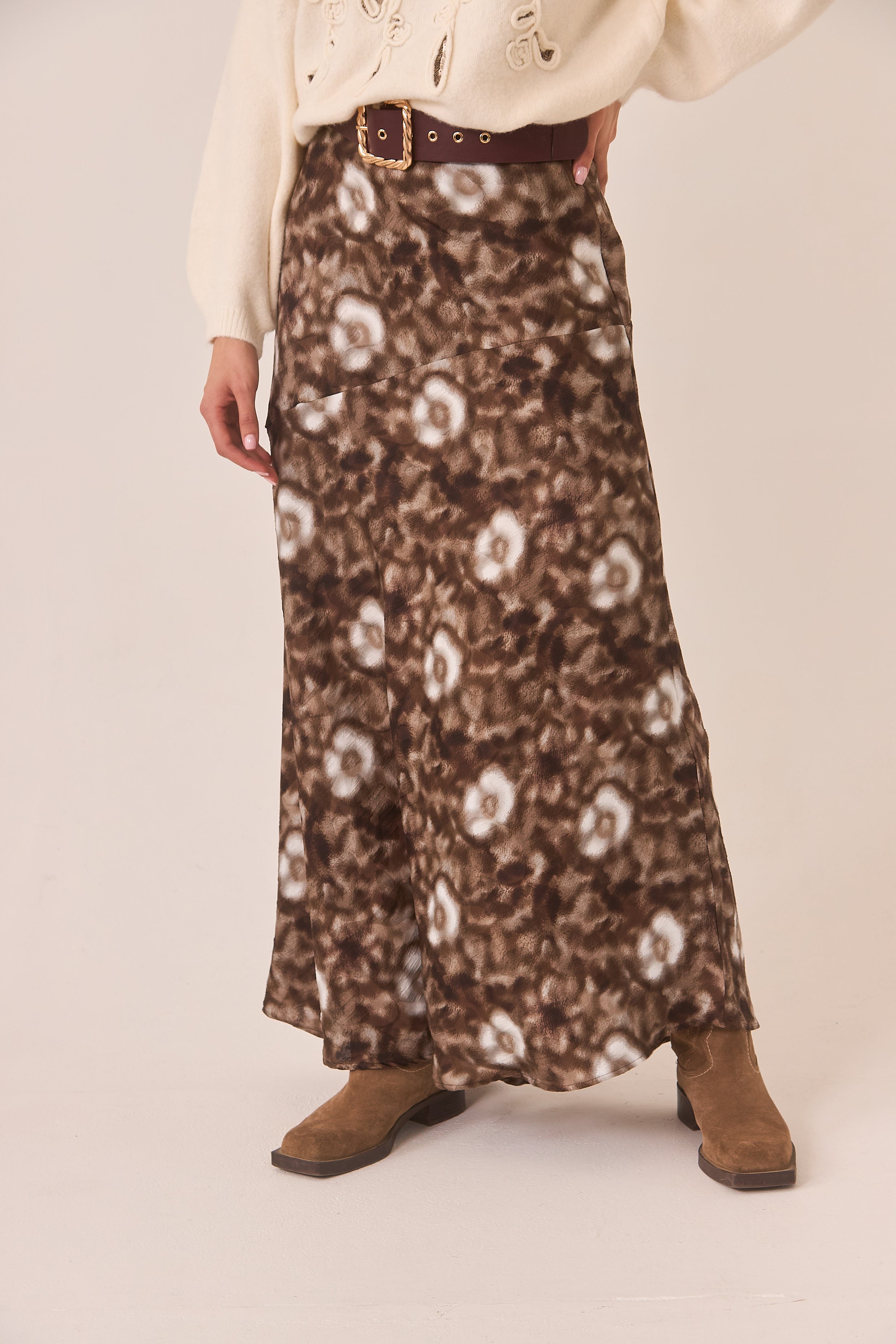 FALDA FLORES TIE DYE - CHOCOLATE