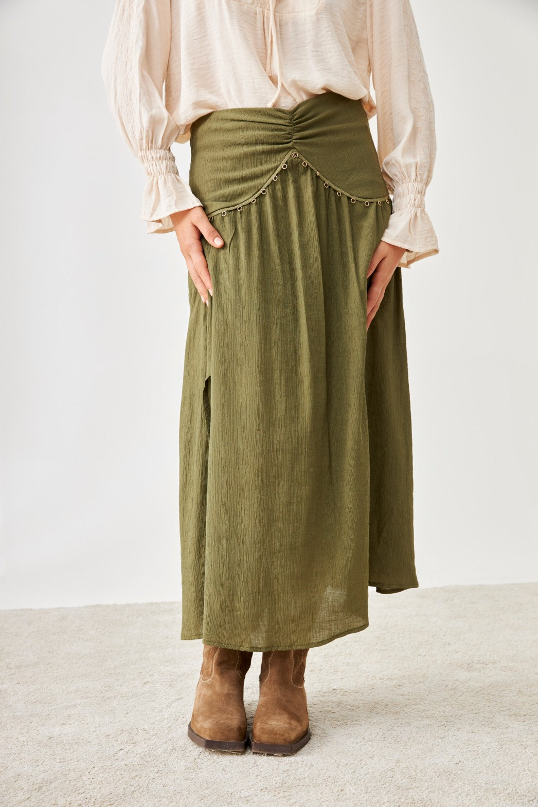 FALDA CINTURA PASAMANERÍA - KHAKI