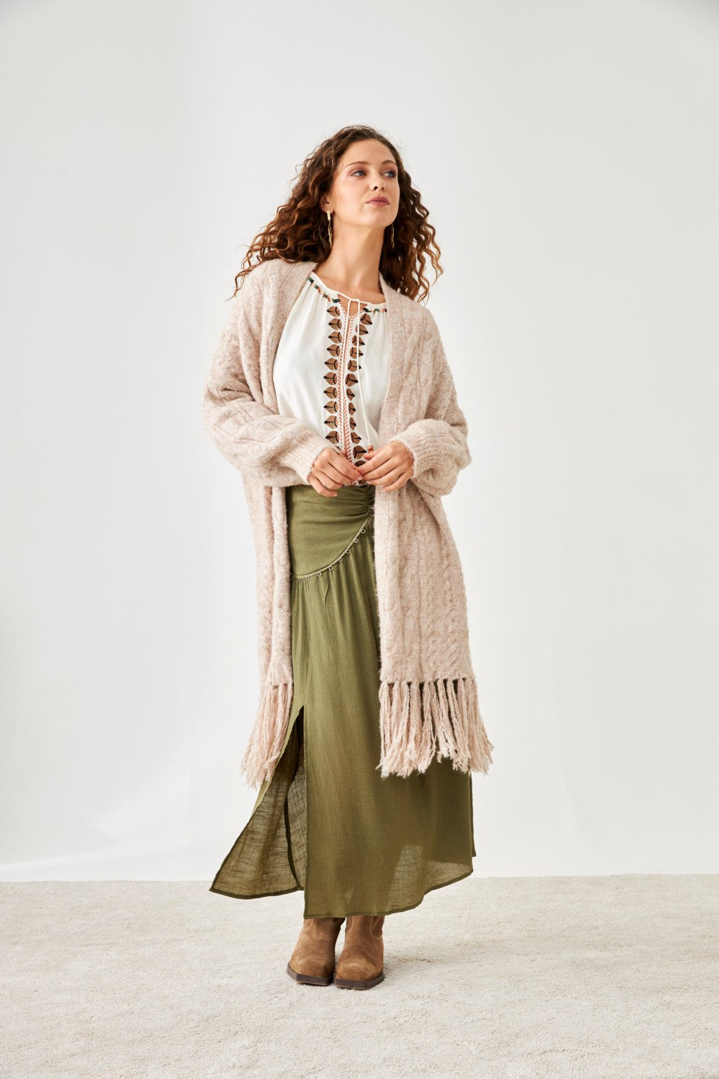 FALDA CINTURA PASAMANERÍA - KHAKI