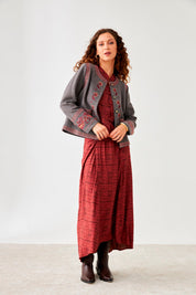 FALDA ASIMÉTRICA FRUNCIDA - BURGUNDY