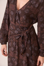 VESTIDO ESTAMPADO LAZADA CINTURA - BLACK