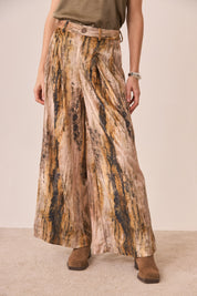 MARBLED PALAZZO PANTS - IVORY