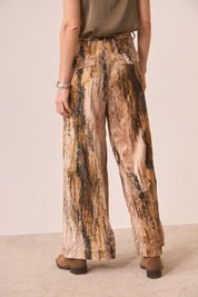 MARBLED PALAZZO PANTS - IVORY