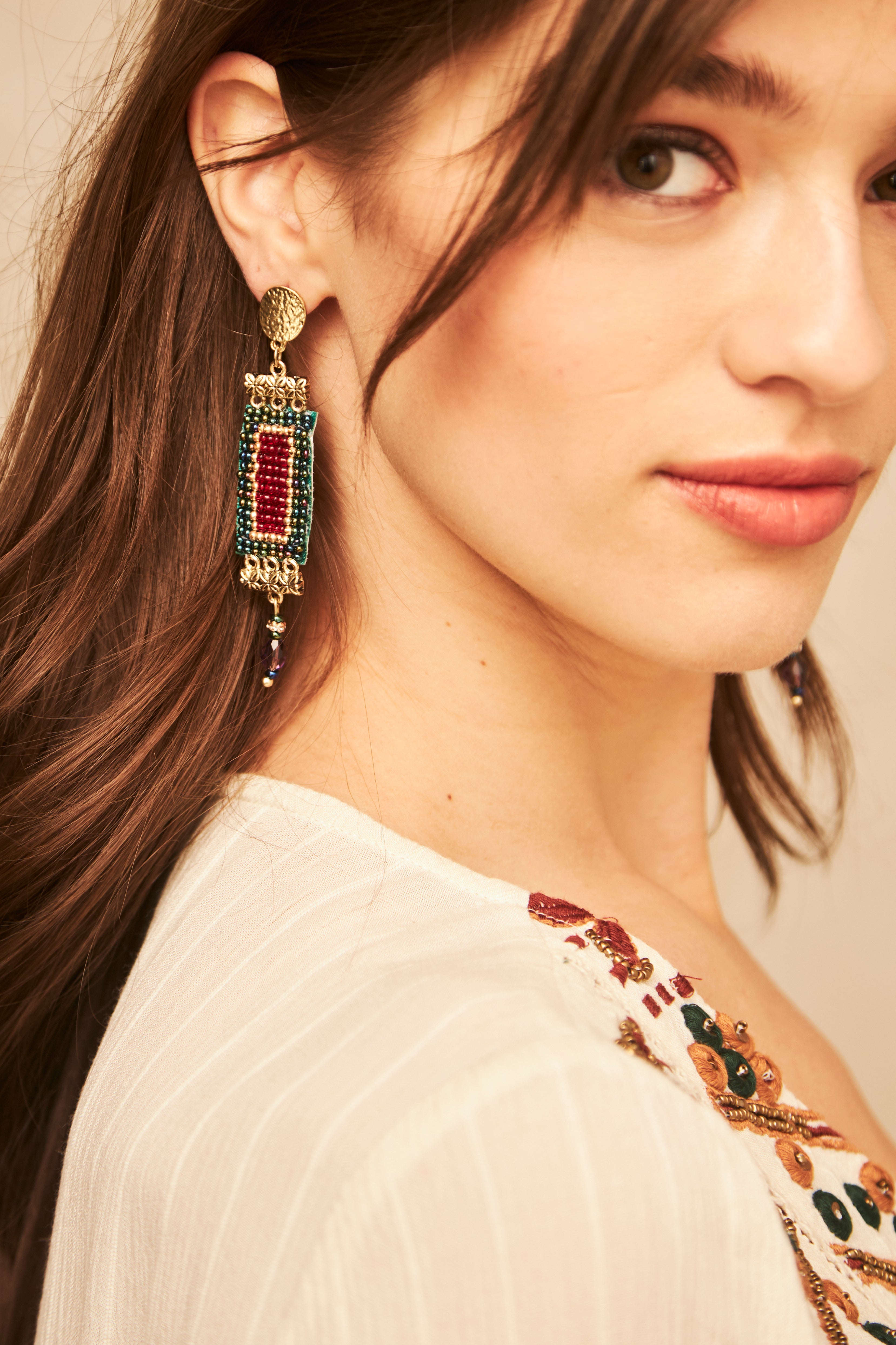 PENDIENTES RECTANGULARES  - GREEN