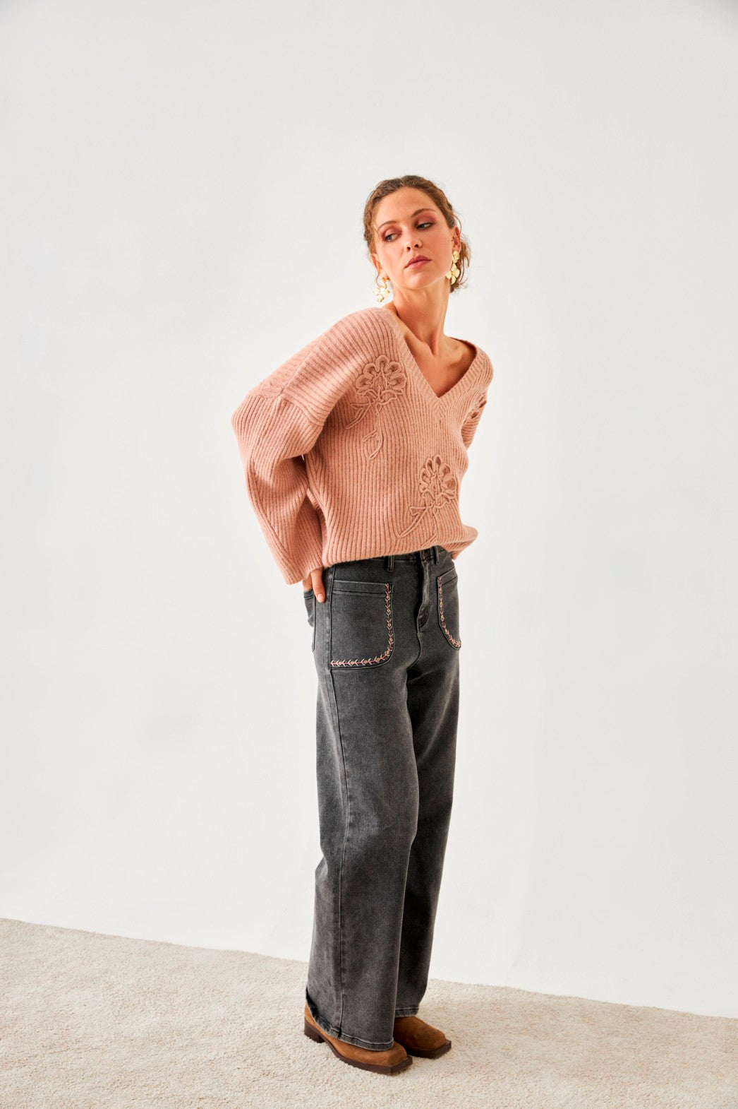 JERSEY PUNTO CANALÉ FLORES - PINK