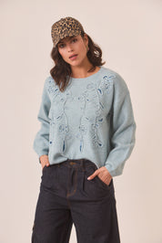 JERSEY FILIGRANAS BORDADAS - BLUE