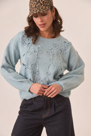 JERSEY FILIGRANAS BORDADAS - BLUE