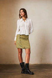 Long-sleeved fitted blouse - White