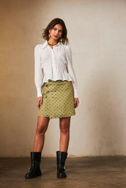 Long-sleeved fitted blouse - White