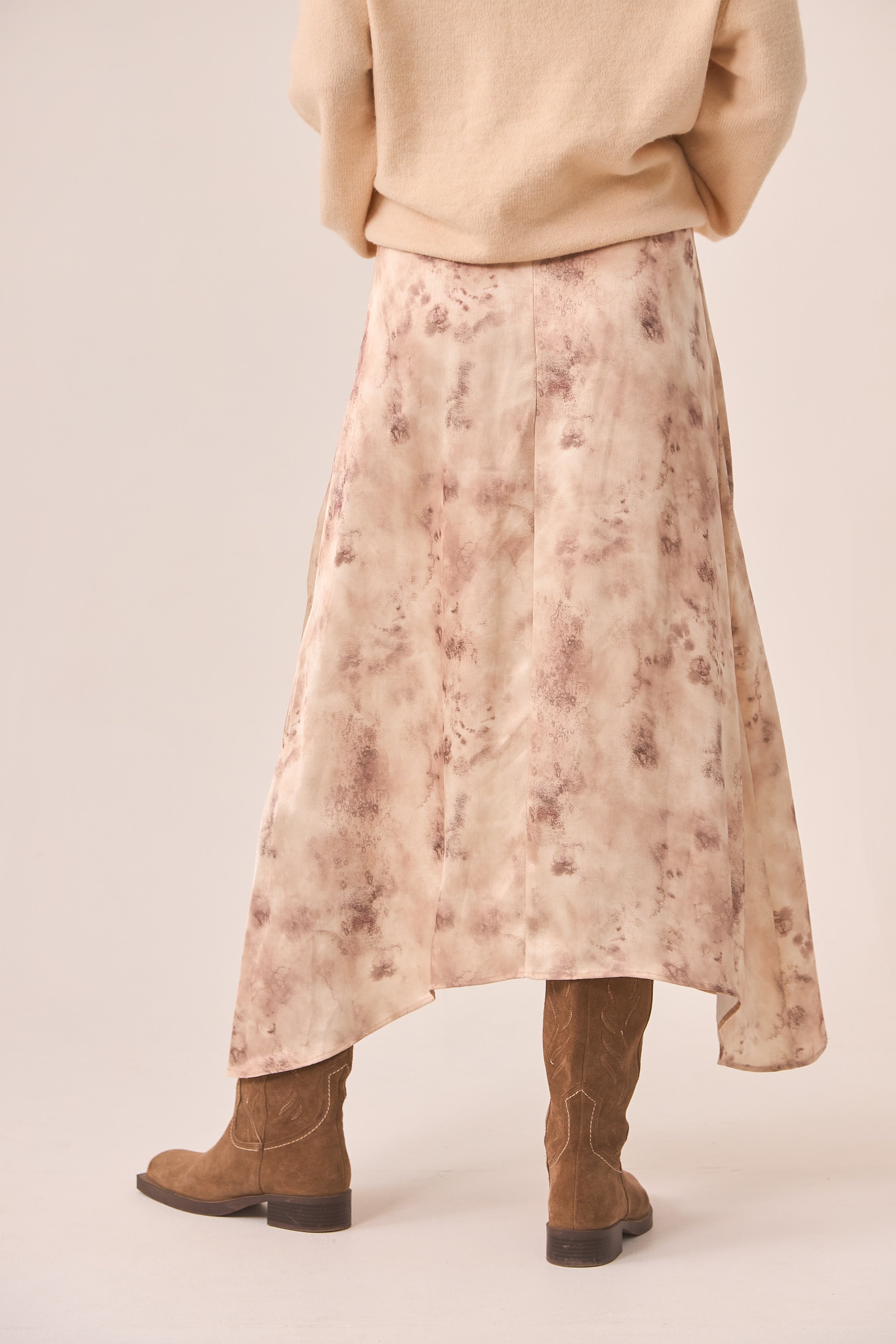 FALDA ESTAMPADA ASIMÉTRICA - IVORY