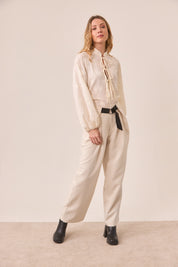 Wide Leg Pants with Belt - Ivory