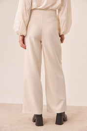 Wide Leg Pants with Belt - Ivory