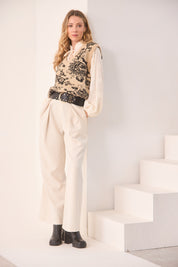 Wide Leg Pants with Belt - Ivory