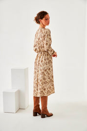 VESTIDO MAO FLORES - CAMEL