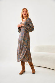 VESTIDO MIDI PLANTAS - GREY