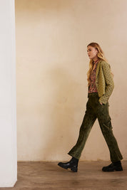 Long-sleeved short blazer in jacquard - lime