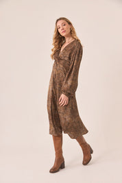 VESTIDO ESCOTE FRUNCIDO - CHOCOLATE