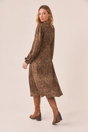 VESTIDO ESCOTE FRUNCIDO - CHOCOLATE