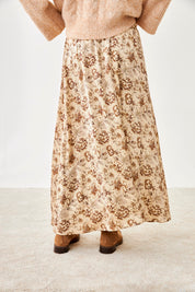 FALDA LARGA FLUIDA FLORES  - IVORY