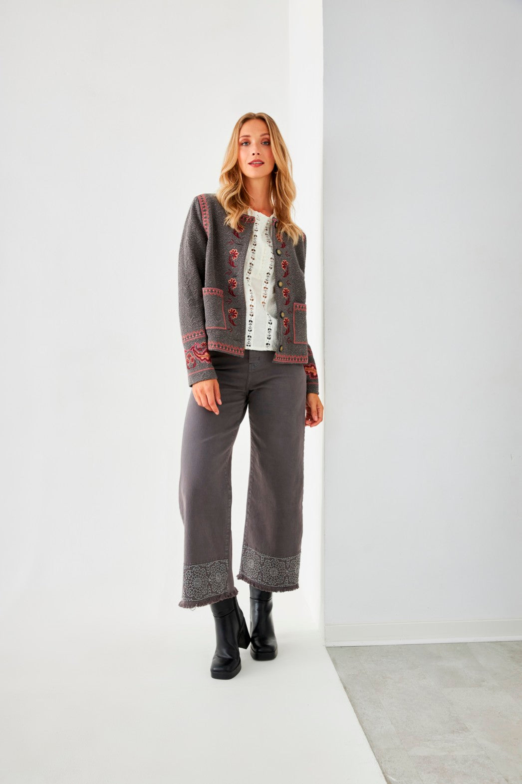 JEANS WIDE LEG - GREY