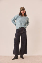 JEANS WIDE LEG CARGO - DENIM