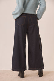 JEANS WIDE LEG CARGO - DENIM