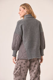 COMBINED TURTLE NECK SWEATER - GREY