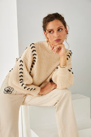 JERSEY ACANALADO COSTURAS CONTRASTE- IVORY