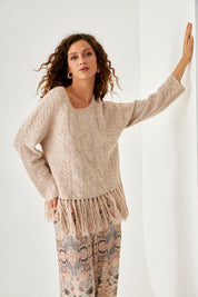 JERSEY TRENZADO FLECOS - CAMEL