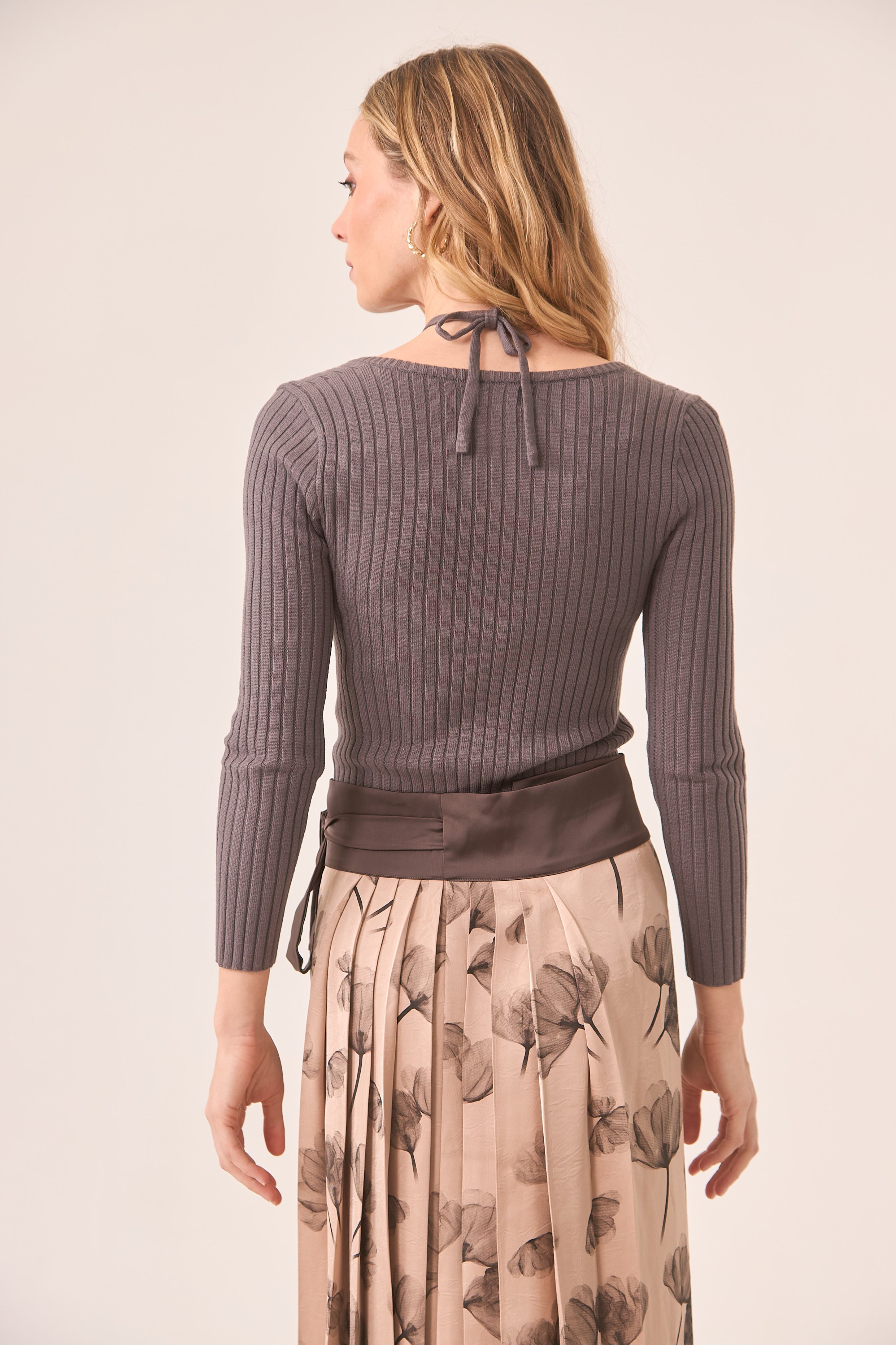 JERSEY ESCOTE HALTER CUT OUTS - GREY