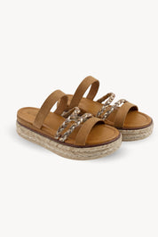 SANDALIAS MIX TIRAS - CAMEL