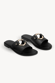 SANDALIAS PIEL ESLABÓN - NEGRO