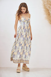 VESTIDO PATCHWORK TIRANTES - AZUL