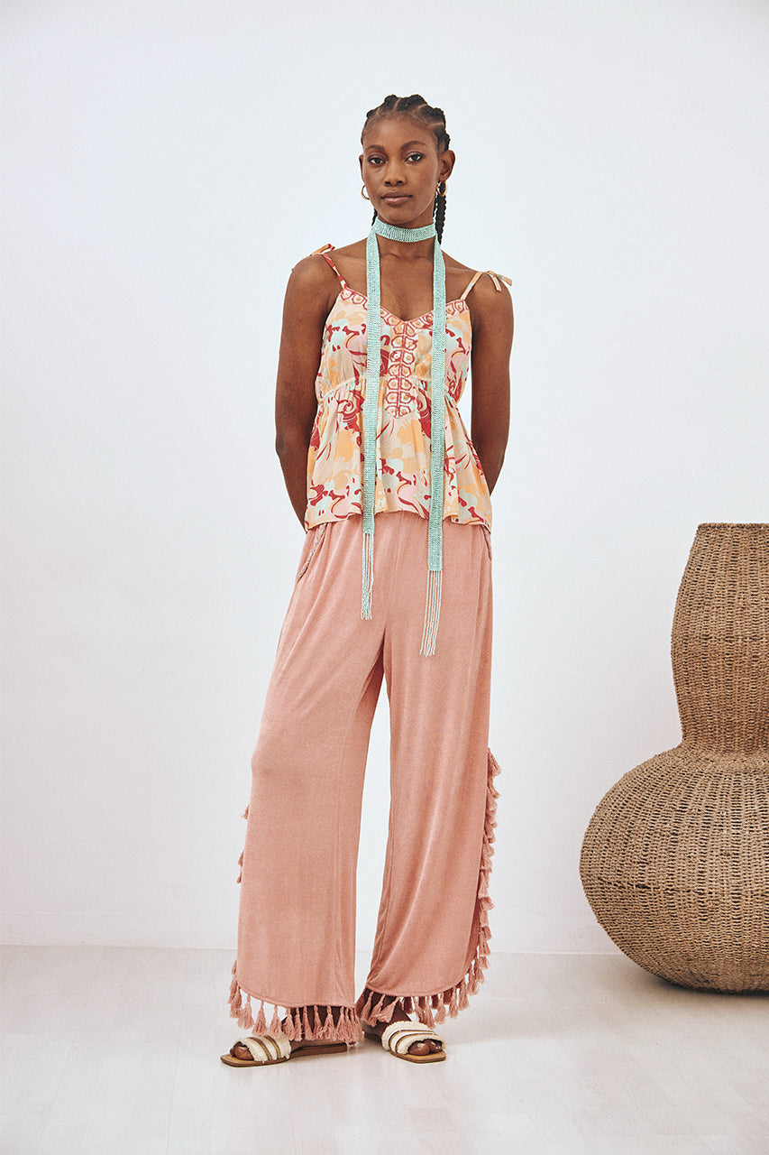 TOP ESTAMPADO BORDADO - CORAL