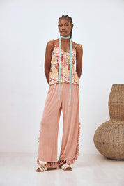 TOP ESTAMPADO BORDADO - CORAL